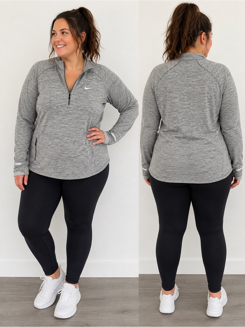 Nike Dri-FIT Quarter Zip Pullover Women’s Gray Space Athletic Running Top 2XL